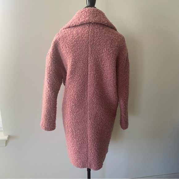 Topshop Alicia Boucle Slouch Pink Wool Blend Long Coat - Picture 3 of 8
